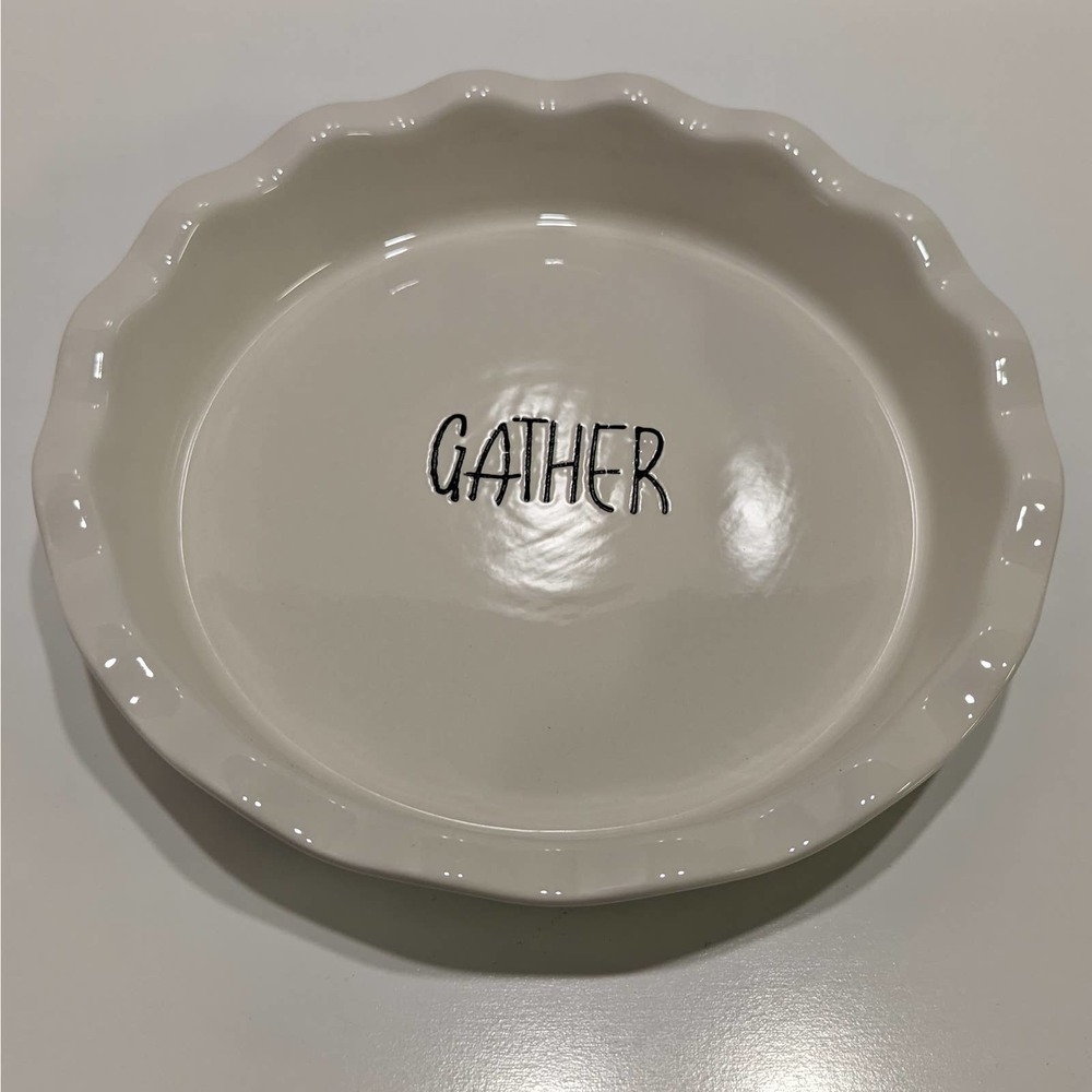 Blue Harbor White Gather Pie Plate, Round 10" Ceramic (Original Box)